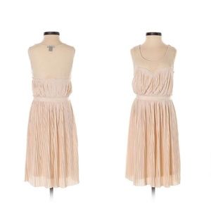 H&M beige pleated cocktail dress  sz XS